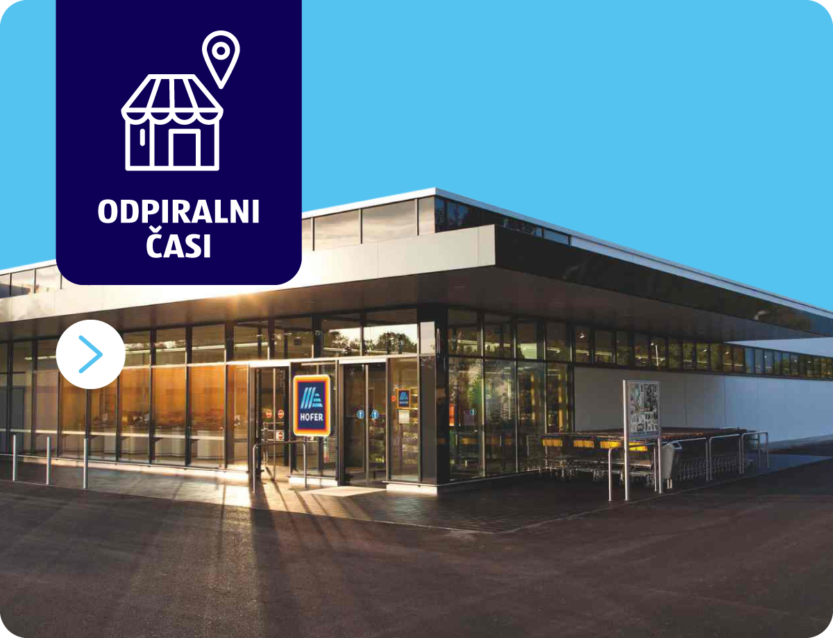 Hofer trgovina na modrem ozadju