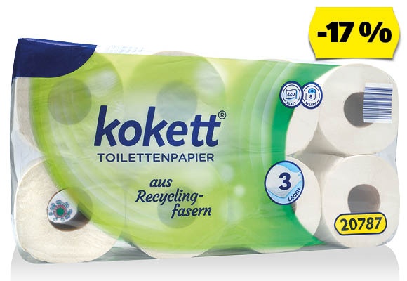 KOKETT Toalettpapír, 8 x 220 lap/csomag