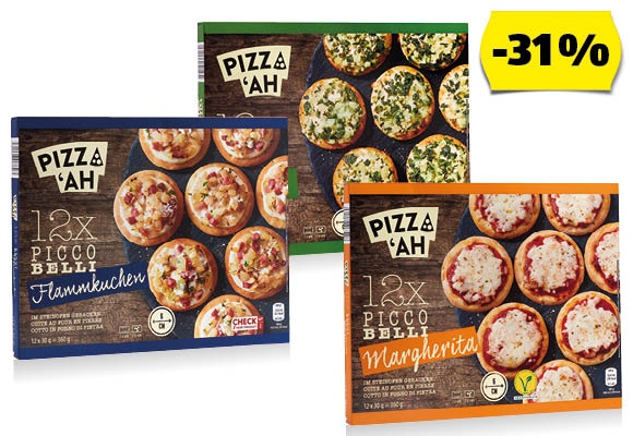 PIZZ‘AH Picco Belli mini pizza, 12 x 30 g/doboz