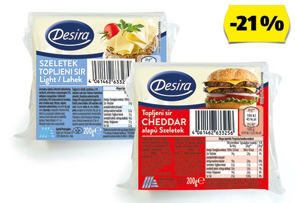 DESIRA Cheddaros lapkasajt, 200 g/csomag
