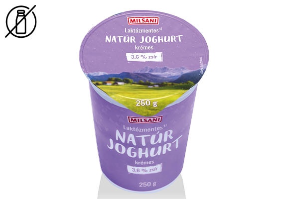 MILSANI Laktózmentes natúr joghurt, 250 g/pohár