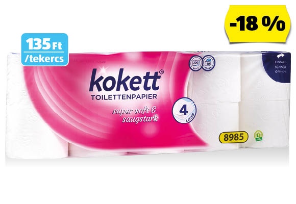 KOKETT Toalettpapír, 10 tekercs/csomag