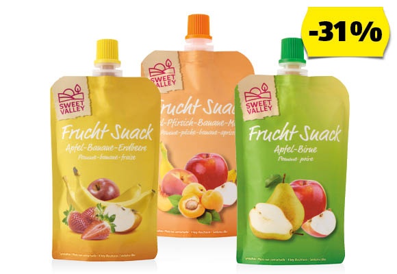 SWEET VALLEY Gyümölcspüré, 100 g/tubus