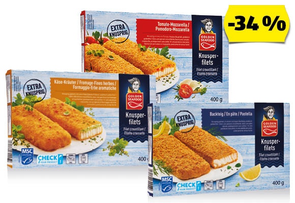 GOLDEN SEAFOOD Ropogós halszeletek, 400 g/doboz
