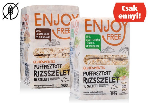ENJOY FREE Puffasztott rizsszelet, 100 g/csomag