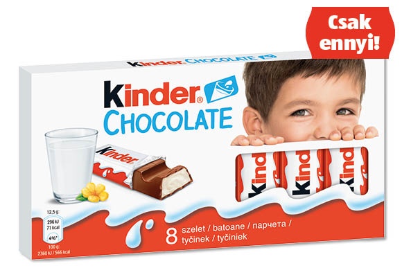 KINDER Csokoládé, 100 g/doboz