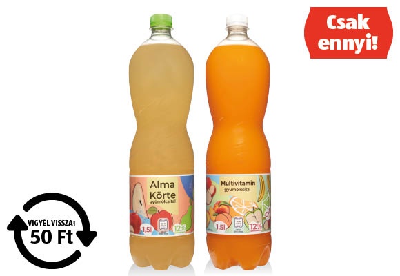 Gyümölcsital, 1,5 l/palack