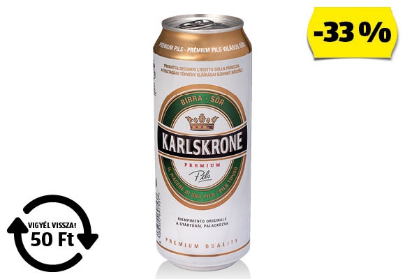 KARLSKRONE Prémium Pils, 0,5 l/doboz