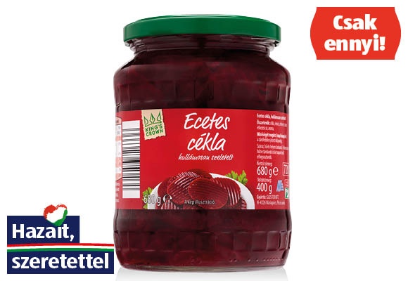 KING’S CROWN Ecetes cékla, 680 g (400 g)/üveg