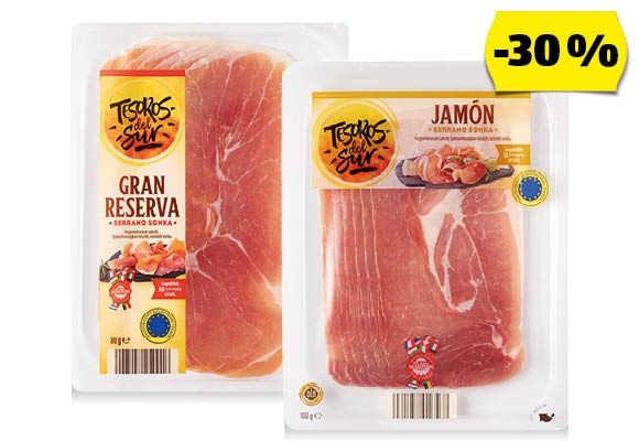 TESOROS DEL SUR Serrano sonka, 100 g vagy 80 g/csomag 