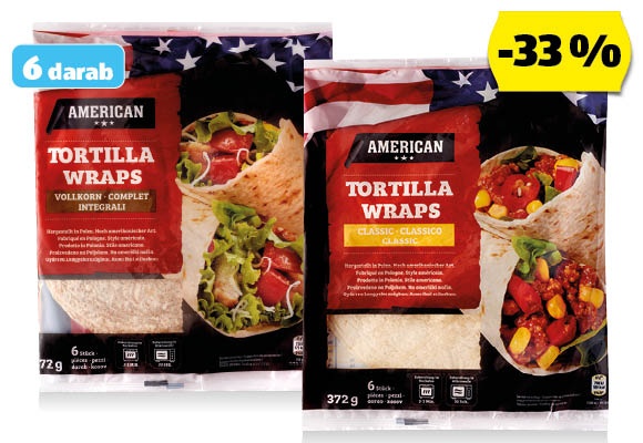 AMERICAN Tortilla wraps, 372 g/csomag
