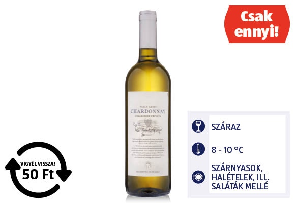 VALLA GATTI Chardonnay, 0,75 l/üveg