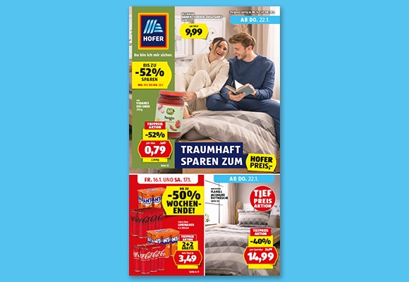 Das online HOFER-Flugblatt wird auf einem Tablet betrachtet.