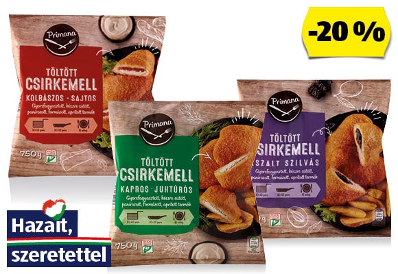 PRIMANA Töltött csirkemell, 750 g/csomag 