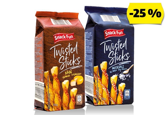 SNACK FUN Twisted Sticks - vajas rúd, 150 g/csomag