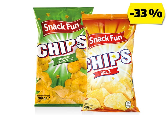 SNACK FUN Burgonyachips, 200 g/csomag