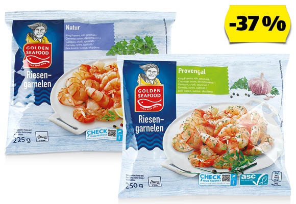 GOLDEN SEAFOOD Garnélarák, 250 g vagy 225 g/csomag
