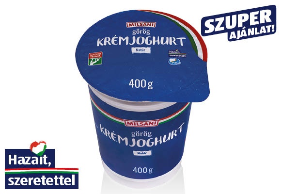 MILSANI Natúr görög krémjoghurt, 400 g/pohár 