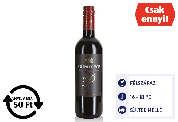 OLASZORSZÁG Primitivo Puglia, 0,75 l/üveg