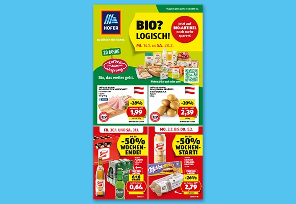 Das online HOFER-Flugblatt wird auf einem Tablet betrachtet.