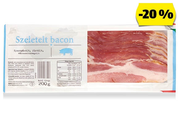 Szeletelt bacon, 200 g/csomag