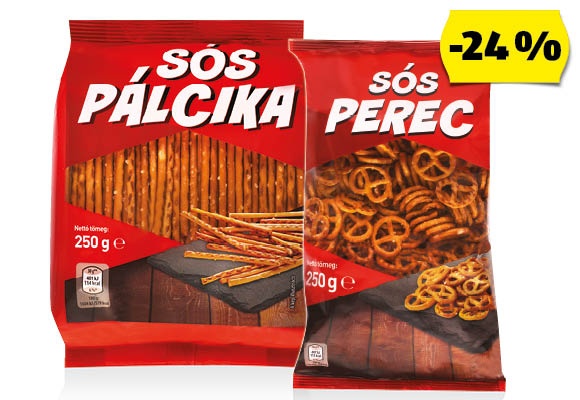 Sós perec (2) vagy sós pálcika, 250 g/csomag
