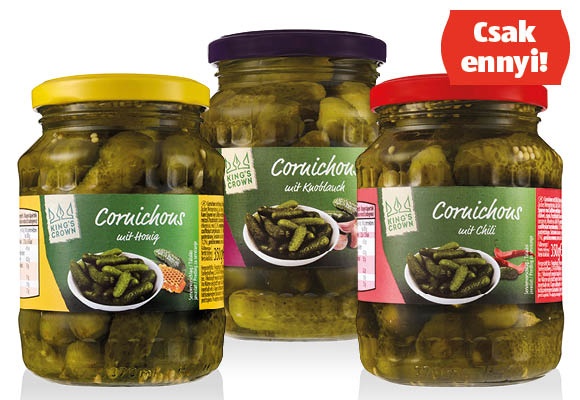 KING’S CROWN Csemegeuborka, 350 g (190 g)/üveg