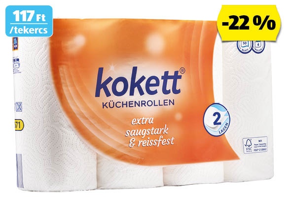 KOKETT Konyhai papírtörlő, 4 tekercs/csomag