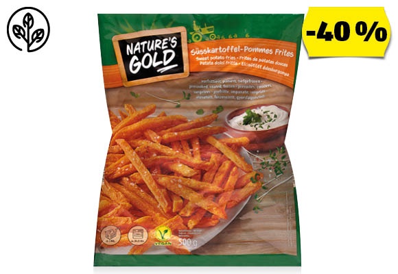 NATURE’S GOLD Édesburgonya-hasábok, 500 g/csomag