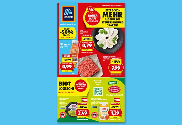 Das online HOFER-Flugblatt wird auf einem Tablet betrachtet.