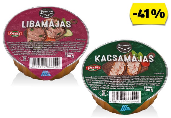 PRIMANA Kacsa- vagy libamájas, 100 g/tégely