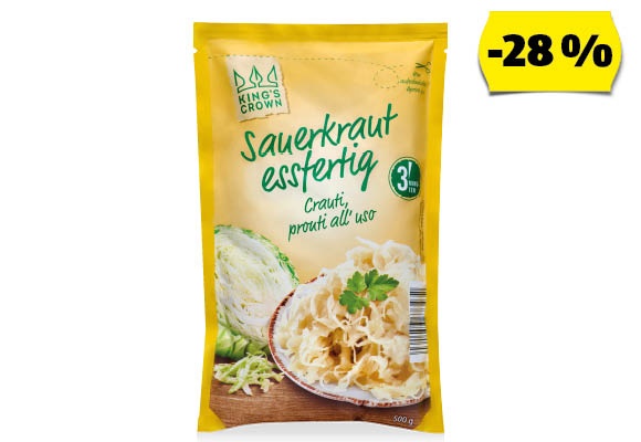 KING’S CROWN Savanyú káposzta, 500 g (450 g)/csomag
