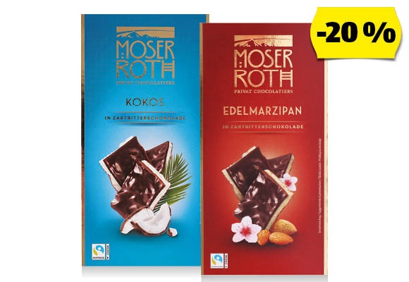 MOSER ROTH Töltött csokoládé, 140 g/darab