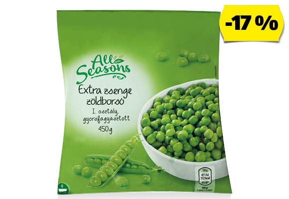 ALL SEASONS Zöldborsó, 450 g/csomag