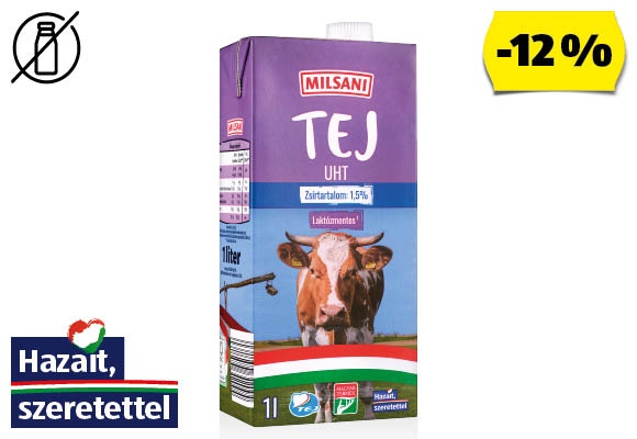 MILSANI Laktózmentes UHT tej, 1 l/doboz