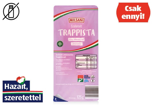 MILSANI Laktózmentes szeletelt trappista sajt, 125 g/csomag