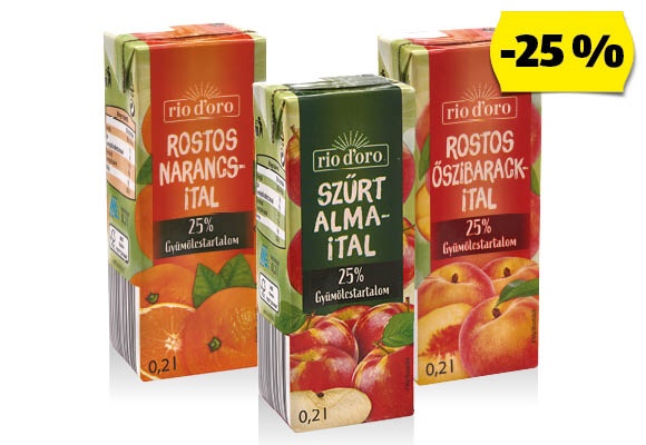 RIO D’ORO Gyümölcsital, 0,2 l/doboz