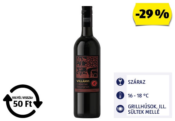 VILLÁNY Caberner sauvignon, 0,75 l/üveg