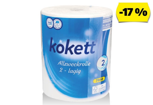 KOKETT Papírtörlő, 500 lap/tekercs