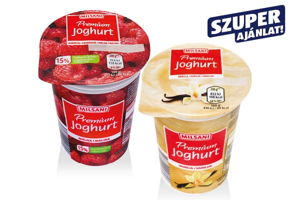 MILSANI Prémium gyümölcs-joghurt, 200 g/pohár