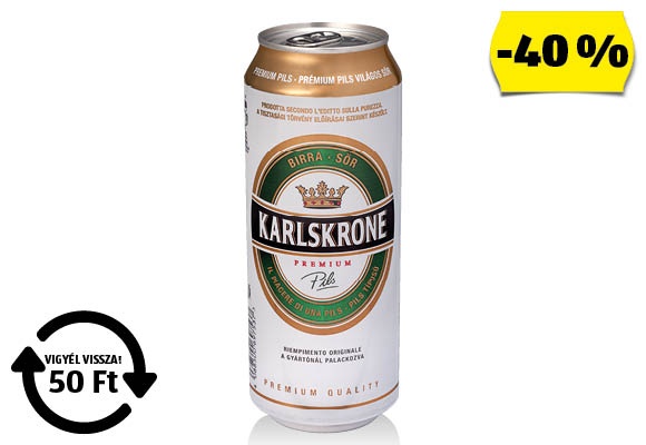 KARLSKRONE Prémium Pils, 0,5 l/doboz