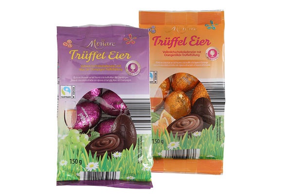 MONARC Trüffelkrémmel töltött tejcsokoládé-tojás, 150 g/csomag