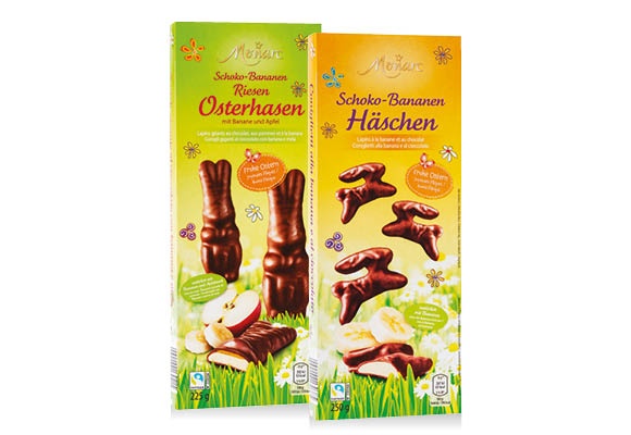 MONARC Banános csokoládé-nyulak, 250 g vagy 225 g/doboz