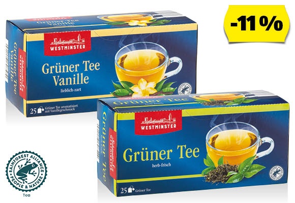 WESTMINSTER Zöld tea, 25 x 1,76 g/doboz