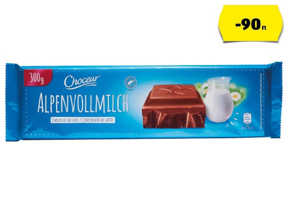 CHOCEUR Alpesi tejcsokoládé, 300 g/darab