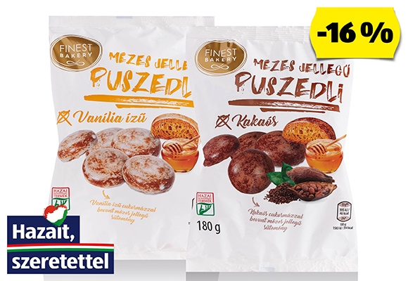 FINEST BAKERY Mézes jellegű puszedli, 180 g/csomag