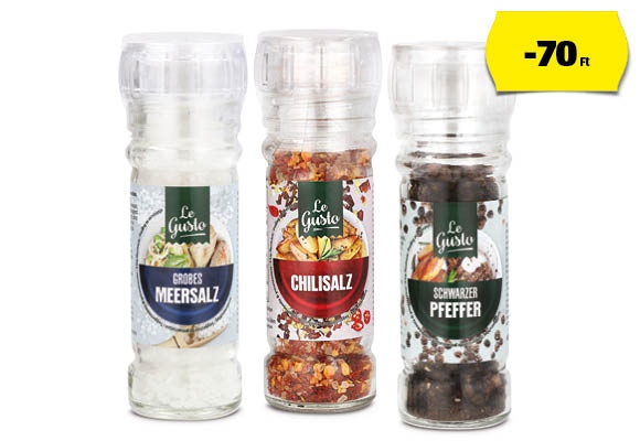 LE GUSTO Fűszermalom, 110 g, 60 g, 50 g, 40 g vagy 20 g/darab