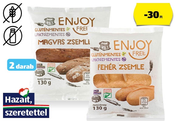 ENJOY FREE Gluténmentes zsemle, 2 x 65 g/csomag