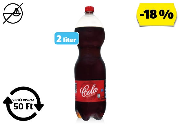 Colaízű szénsavas üdítőital, 2 l/palack