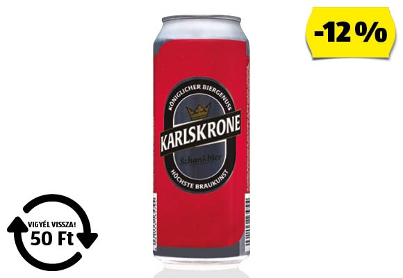 KARLSKRONE Világos sör, 0,5 l/doboz